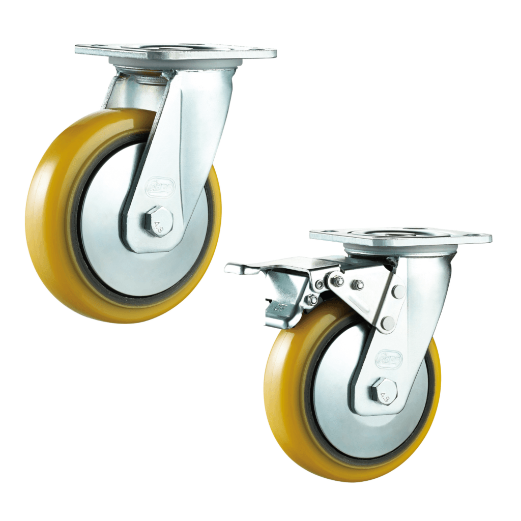 Heavy Duty CI PU Round Caster Wheels with Double Ball Bearing
